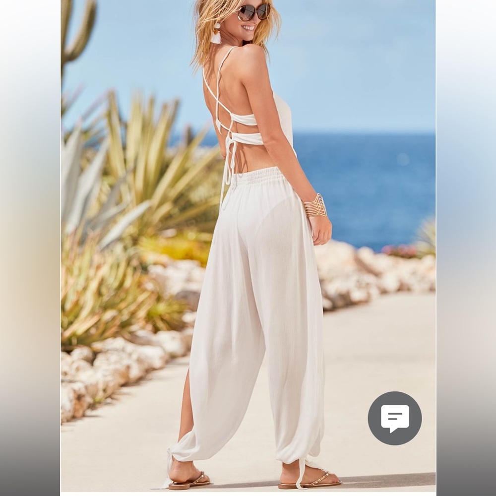 Venus Strappy Back Cover-Up Jumpsuit size XS- WHITE